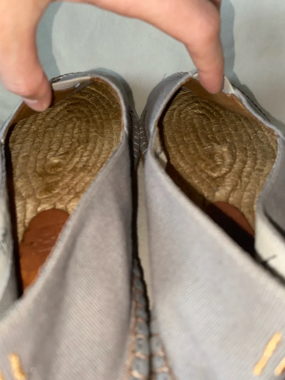Viscata | Light Gray Canvas and Jute Stitched Espadrille Flats Size 39/8.5